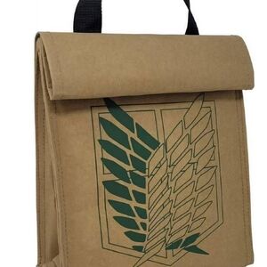 Attack on Titan Lunch Bag Survey Corps Logo Brown Canvas Anime Bento Tote NEW